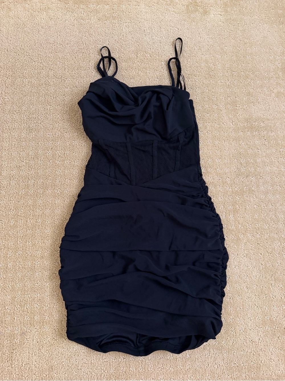 Windsor Navy Ruched Spaghetti Strap Mini Dress